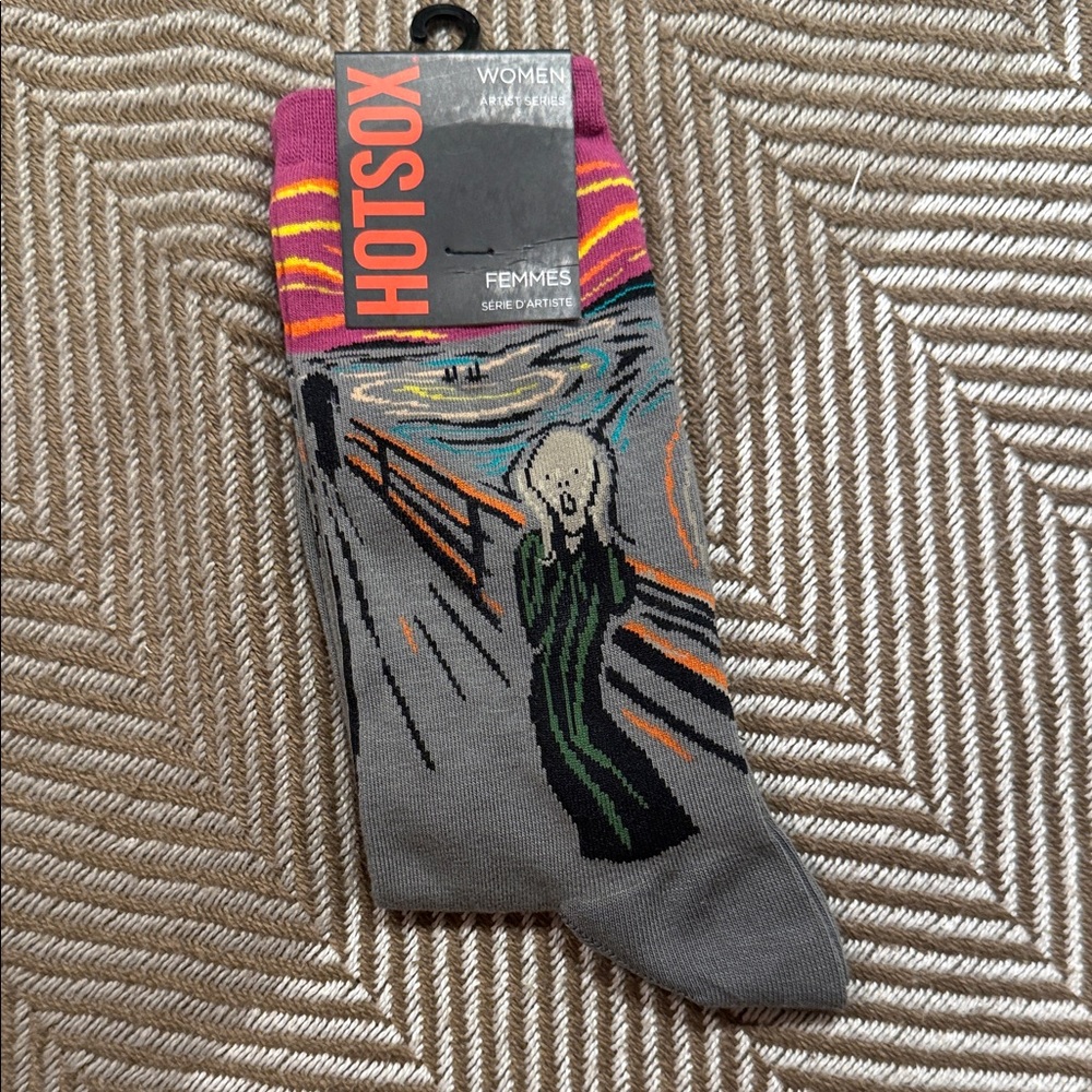 Hot Sox Women's The Scream Art Socks - Pink, Orange, and Gray